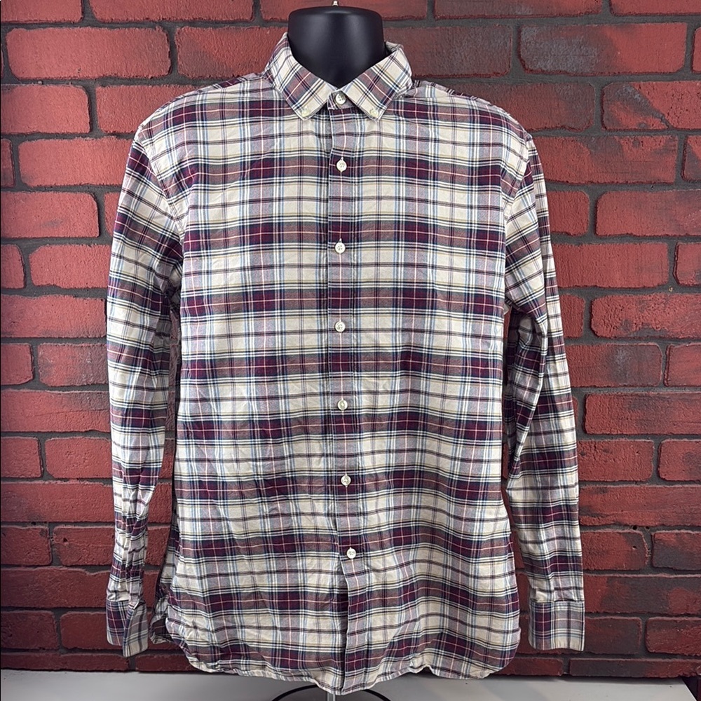 Claiborne Shirt Mens XL Slim Fit Plaid Button Down